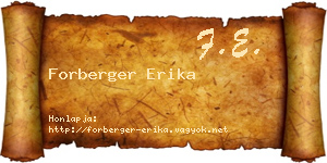 Forberger Erika névjegykártya